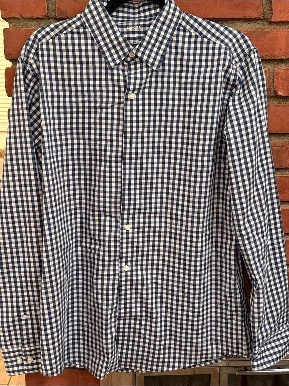 Sonoma Navy and White Gingham Button-Down Shirt - Men